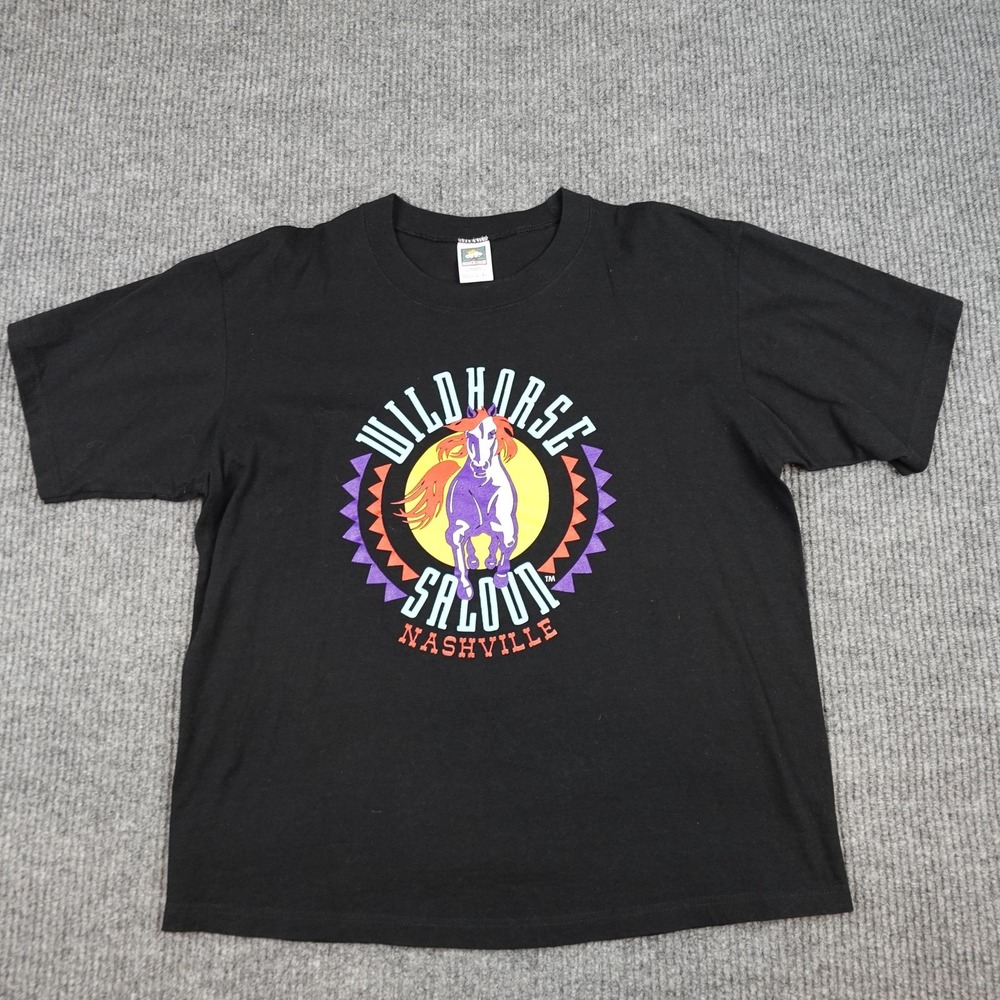 Vintage Wildhorse Saloon Nashville Shirt Mens Large Black Cotton Deluxe Horse